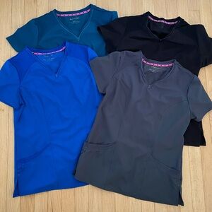 Lot of 4 Heartsoul Zipper Neck Scrub Tops
